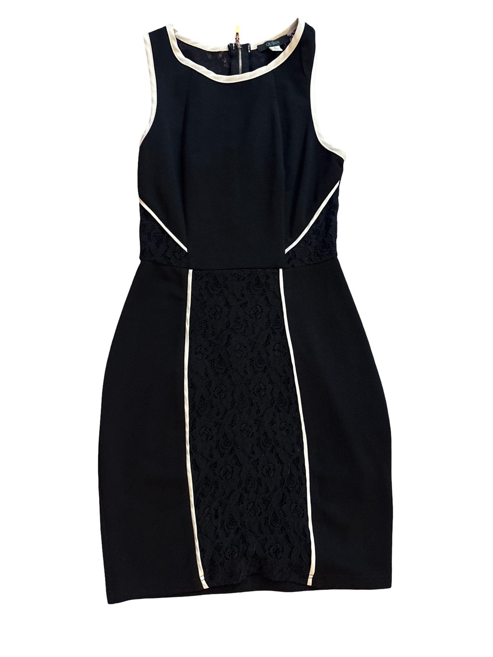 Quinn Black Sheath Dress with White Trim